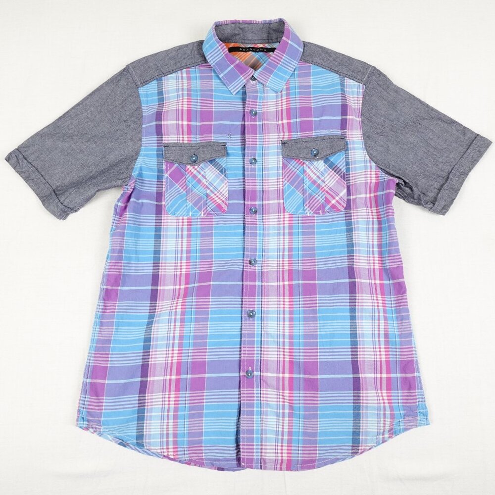 SEAN JOHN Shirt Mens Medium Short Sleeve Colorful Collared Button Up